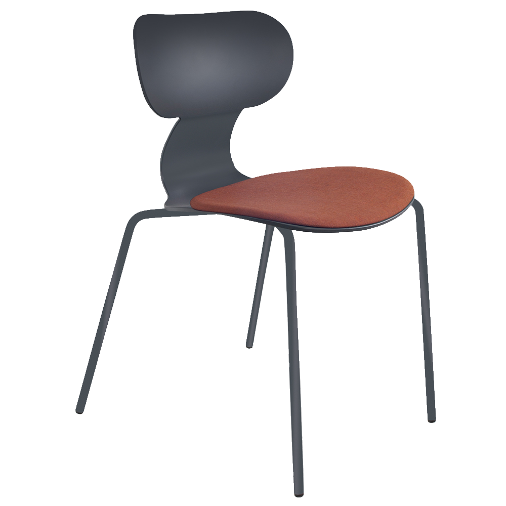 Stuhl mit weichem Kissen Yugo-S Soft Weicher anthrazitfarbener Backsteinstoff, Metallbeine anthrazit