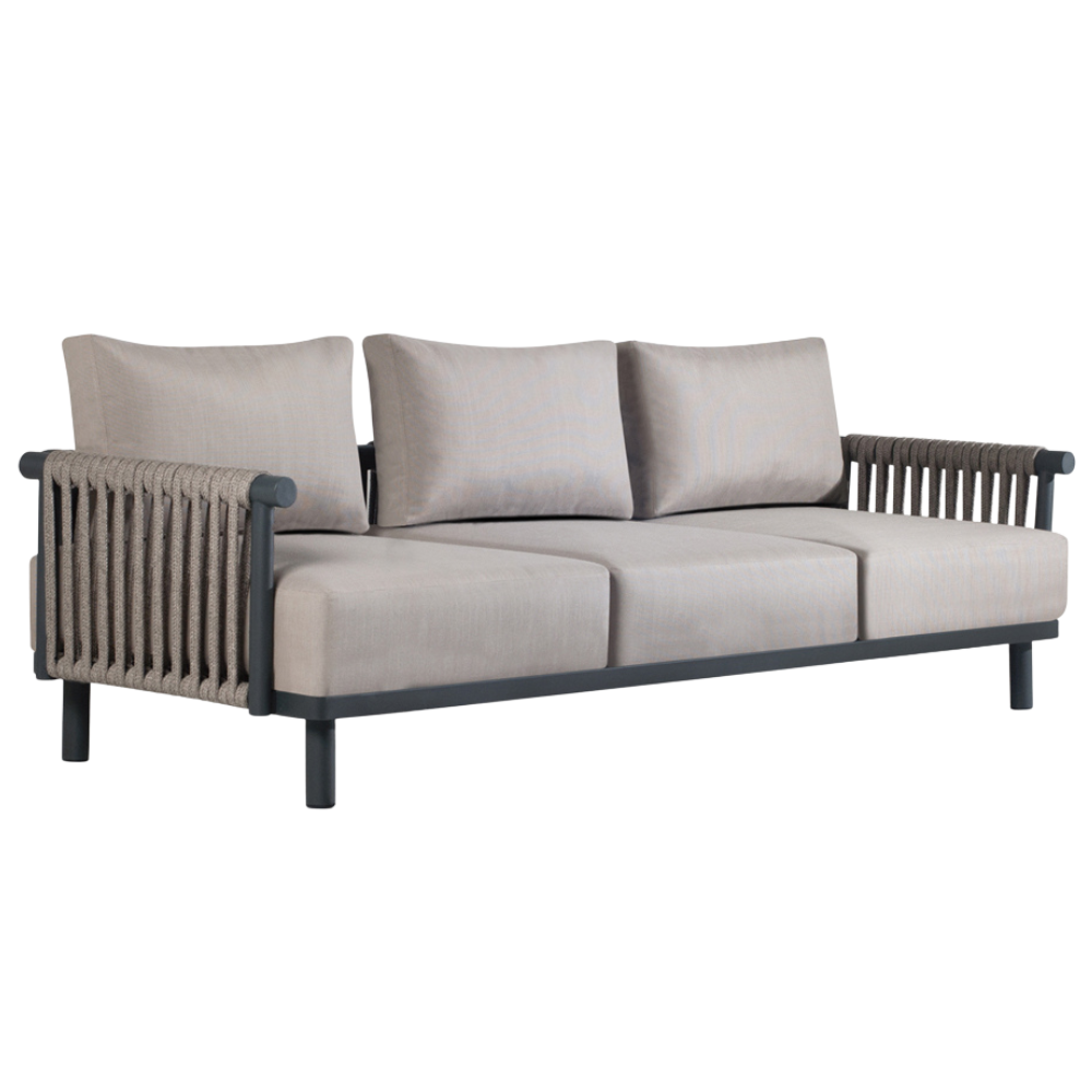 Sofa Papatya Breeze Sofa LS03 anthrazit, graubraune Kordel, graubrauner Stoff