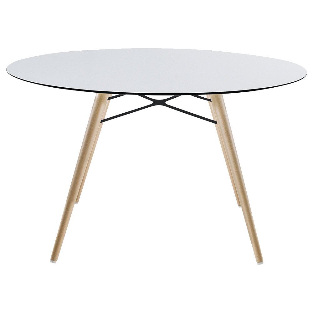 Tisch Papatya Wox D120x75 Gestell Buche natur lackiert, Tischplatte weiß 1050M