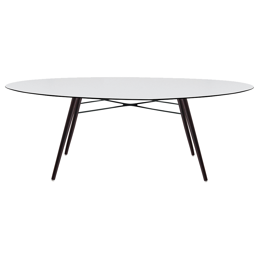 Tisch Papatya Wox 200x120x75 Fuß Buche schwarz lackiert, Tischplatte weiß 1050M
