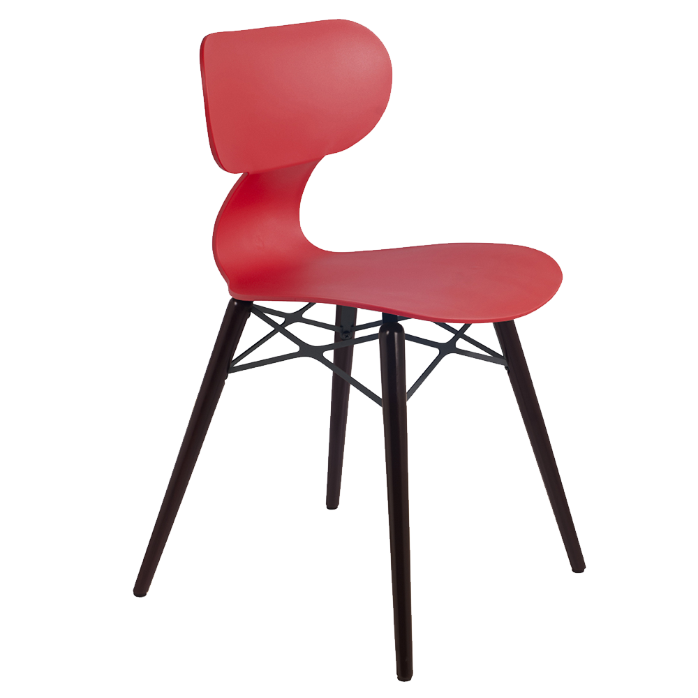 Stuhl Papatya Yugo-S Wox Red, Beine in Wenge-Lackierung in Buche
