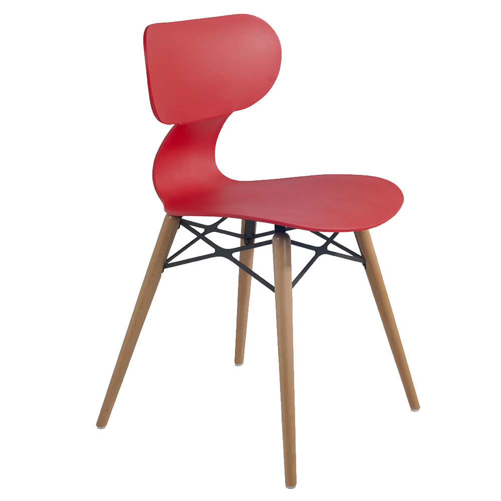 Stuhl Papatya Yugo-S Wox Holzrot, Beine Buche natur lackiert