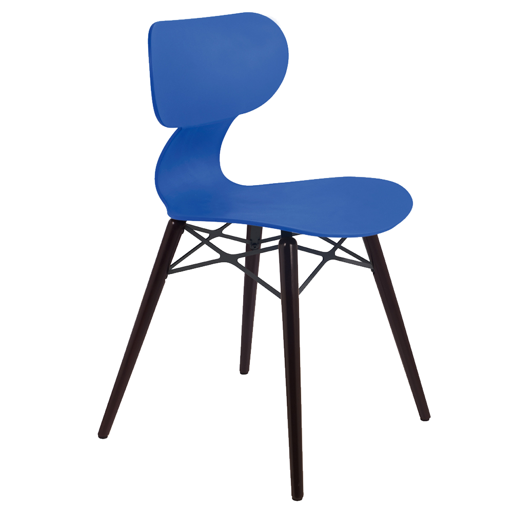 Stuhl Papatya Yugo-S Wox Blue, Beine in Buche Wenge lackiert