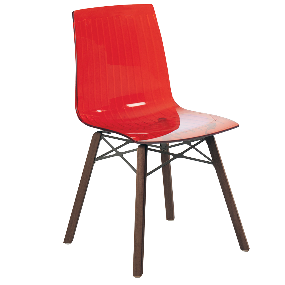 Stuhl Papatya X-Treme S Wox Iroko transparent rot, Beine aus Irokoholz