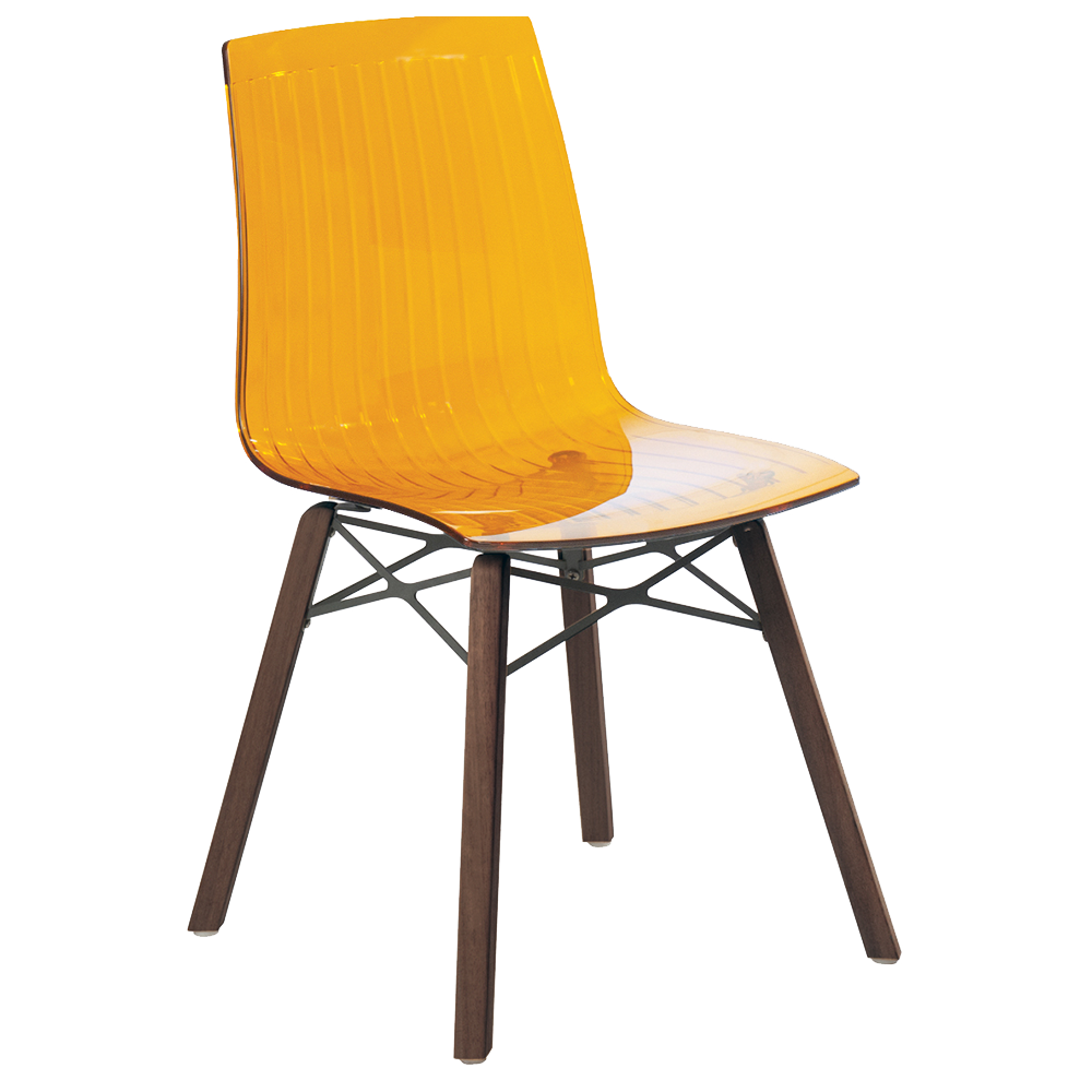 Stuhl Papatya X-Treme S Wox Iroko transparent orange, Beine aus Irokoholz