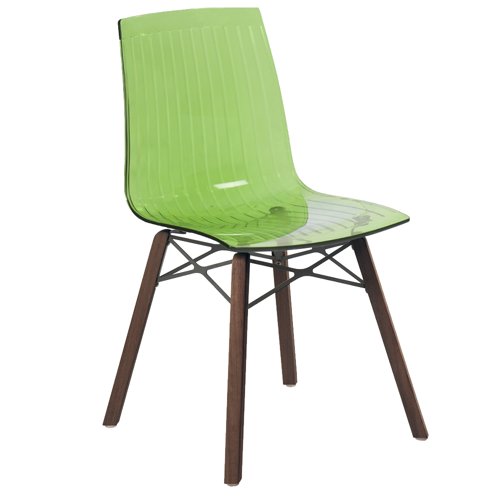 Stuhl Papatya X-Treme S Wox Iroko transparent grün, Beine aus Iroko-Holz