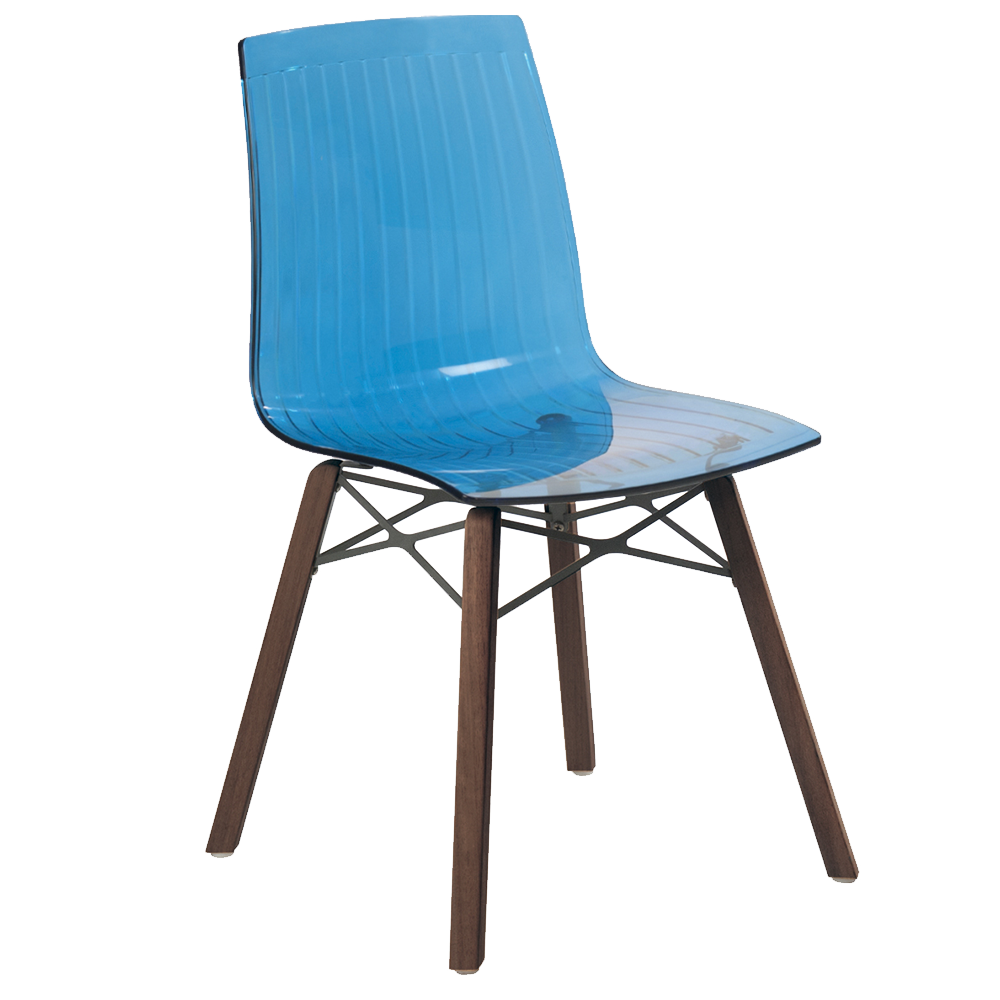 Stuhl Papatya X-Treme S Wox Iroko transparent blau, Beine aus Irokoholz