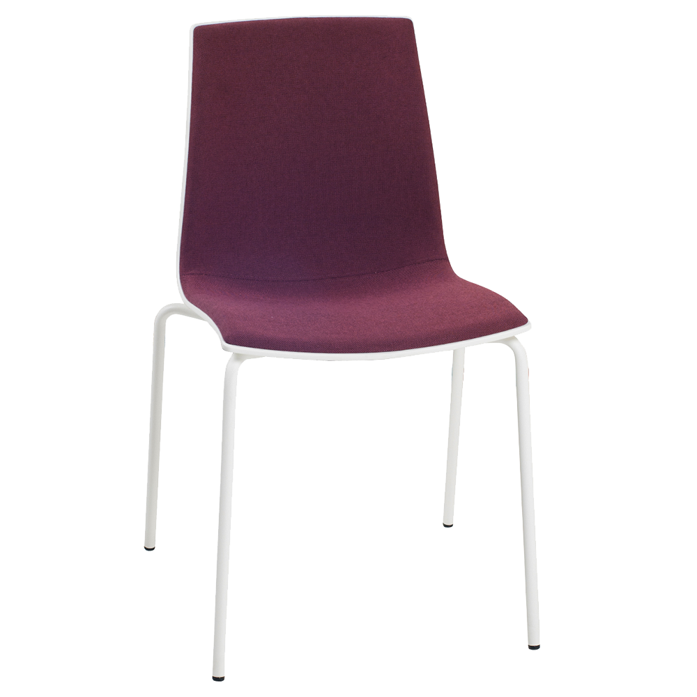 Stuhl mit weichem Kissen X-Treme S Pro Weicher Stoff in Weiß Burgund, Beine aus weißem Metall