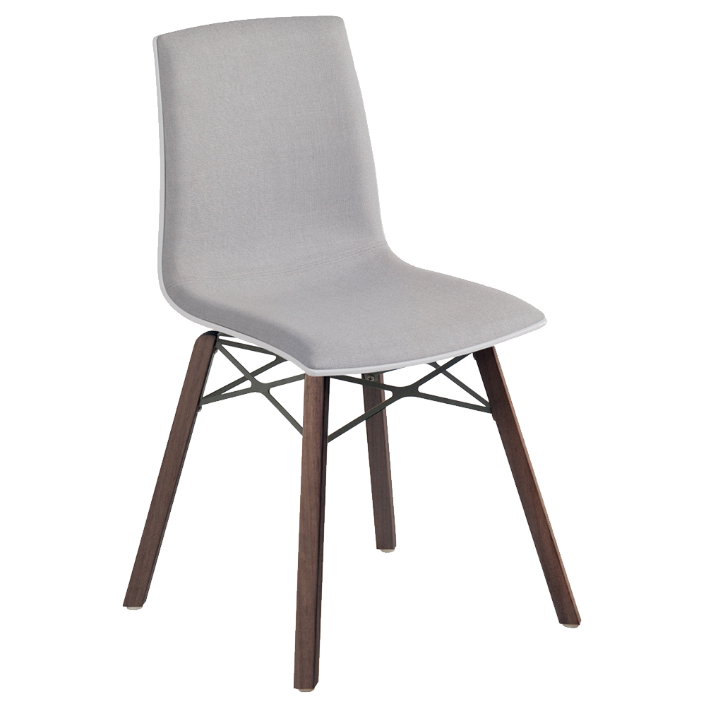 Stuhl mit weichem Kissen Papatya X-Treme S Wox Pro Soft Iroko weißer Stoff grau, Beine Holz Iroko