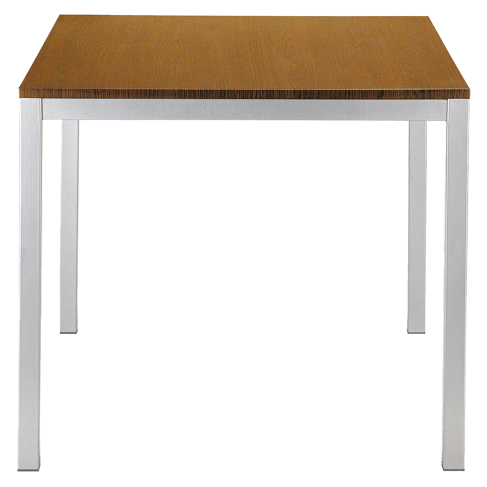 Papatya Idea Tisch 79x79x75 Silbermetallic Basis, braune MDF Tischplatte