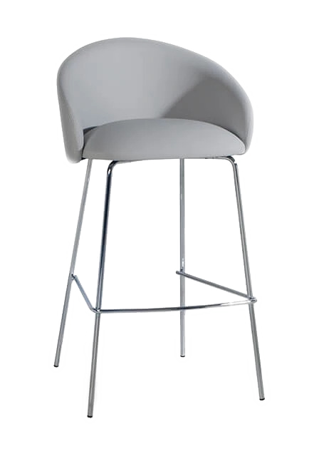 Barhocker Papatya Glera graues Kunstleder, Chrombeine