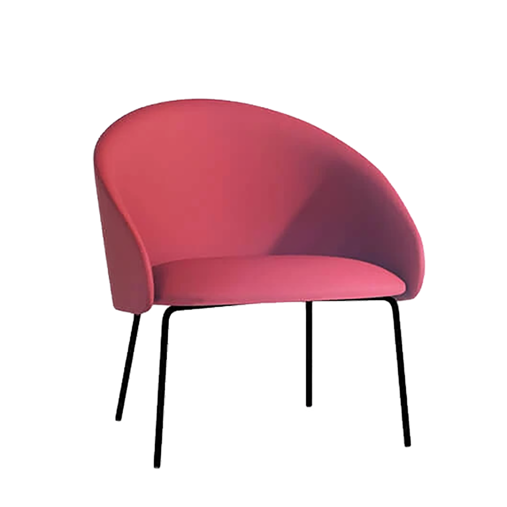 Sessel Papatya Glera-K Lounge rotes Kunstleder, schwarz lackierte Beine