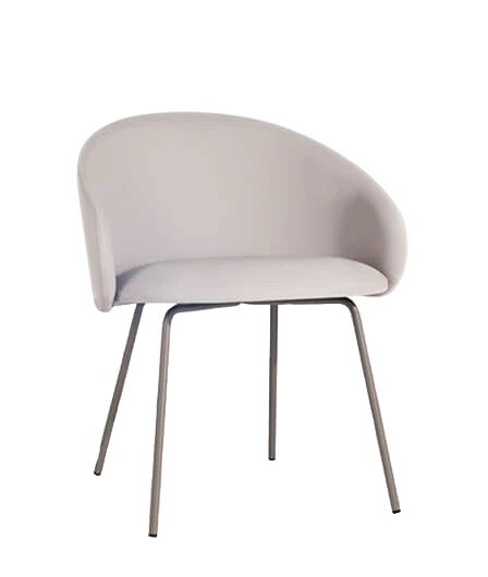 Sessel Papatya Glera-K ML beiges Kunstleder, graubraun lackierte Metallbeine