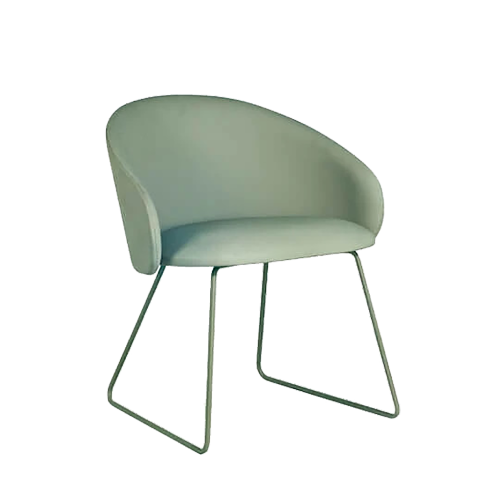 Sessel Papatya Glera-K Sled hellgrünes Kunstleder, Metallbeine grün gefärbtes Reseda