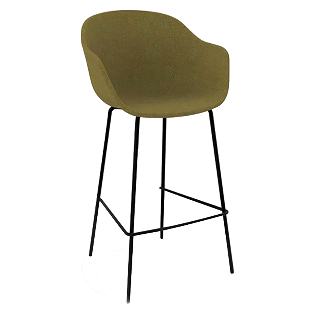 Barstuhl Papatya Globe-K, schwarze Metallbeine Stoff Main Line Flax MLF23