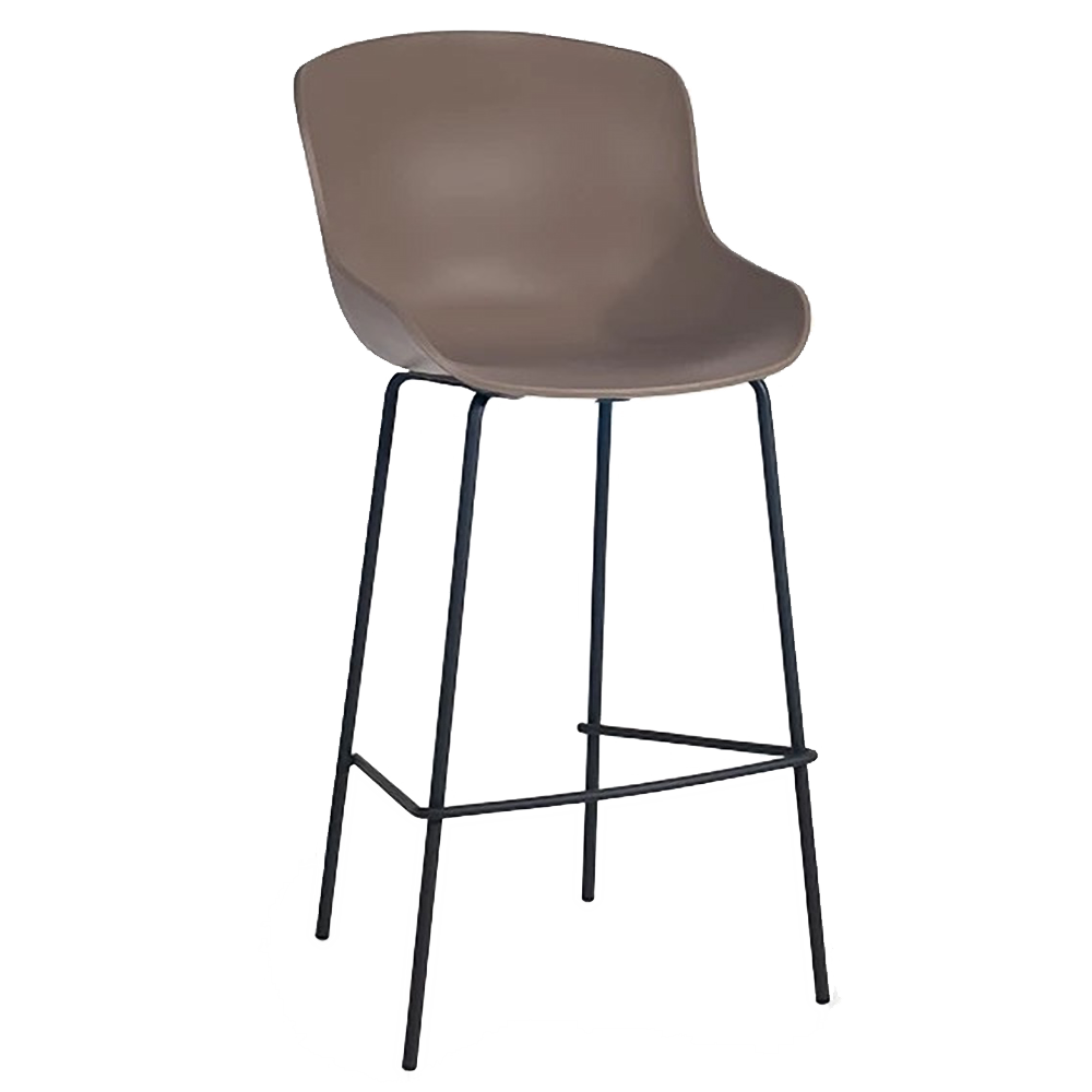 Barstuhl Papatya Globe-S Bar, graubraune Platte 61 schwarze Metallbeine