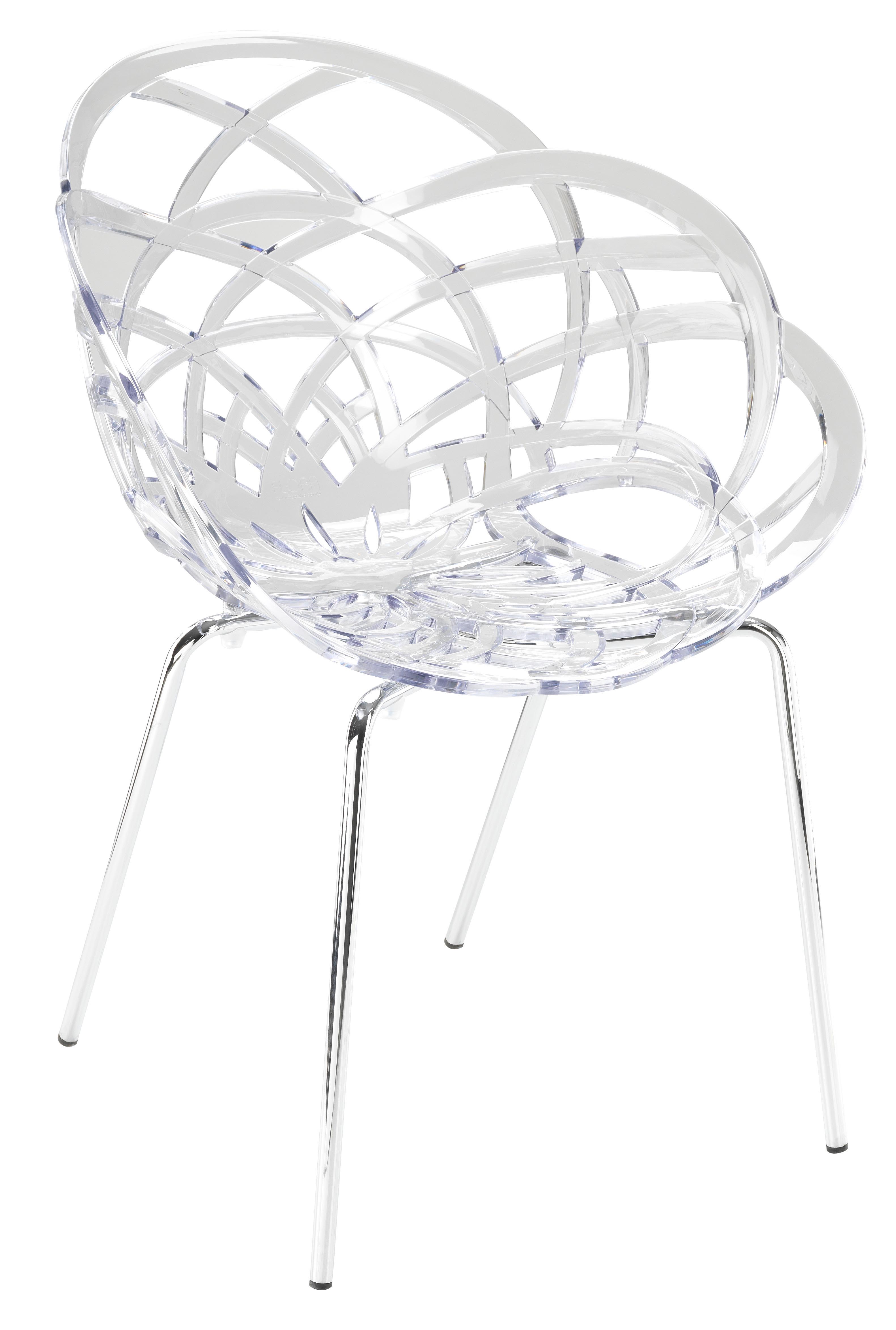 Papatya Flora Sessel-ML transparent Stuhlsitz, Sesselbeine chrome