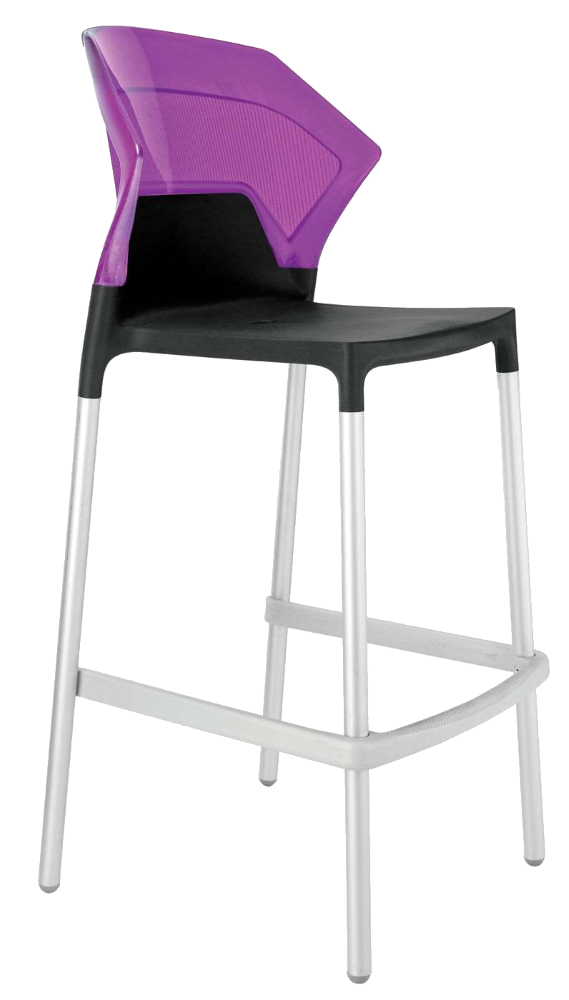 Papatya Ego-S Barhocker schwarzer Stuhlsitz, Oberteil transparent Magenta