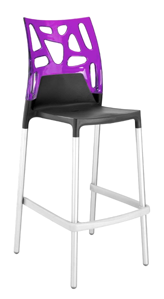 Papatya Ego-Rock Barhocker anthrazitgrau Stuhlsitz, Oberteil transparent Magenta
