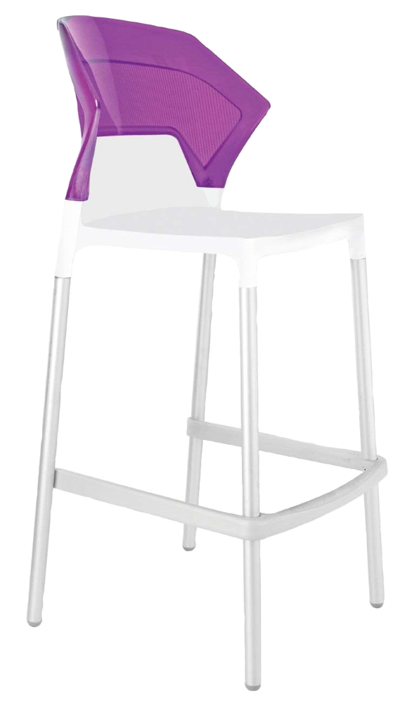 Papatya Ego-S Barhocker weißer Stuhlsitz, Oberteil transparent Magenta