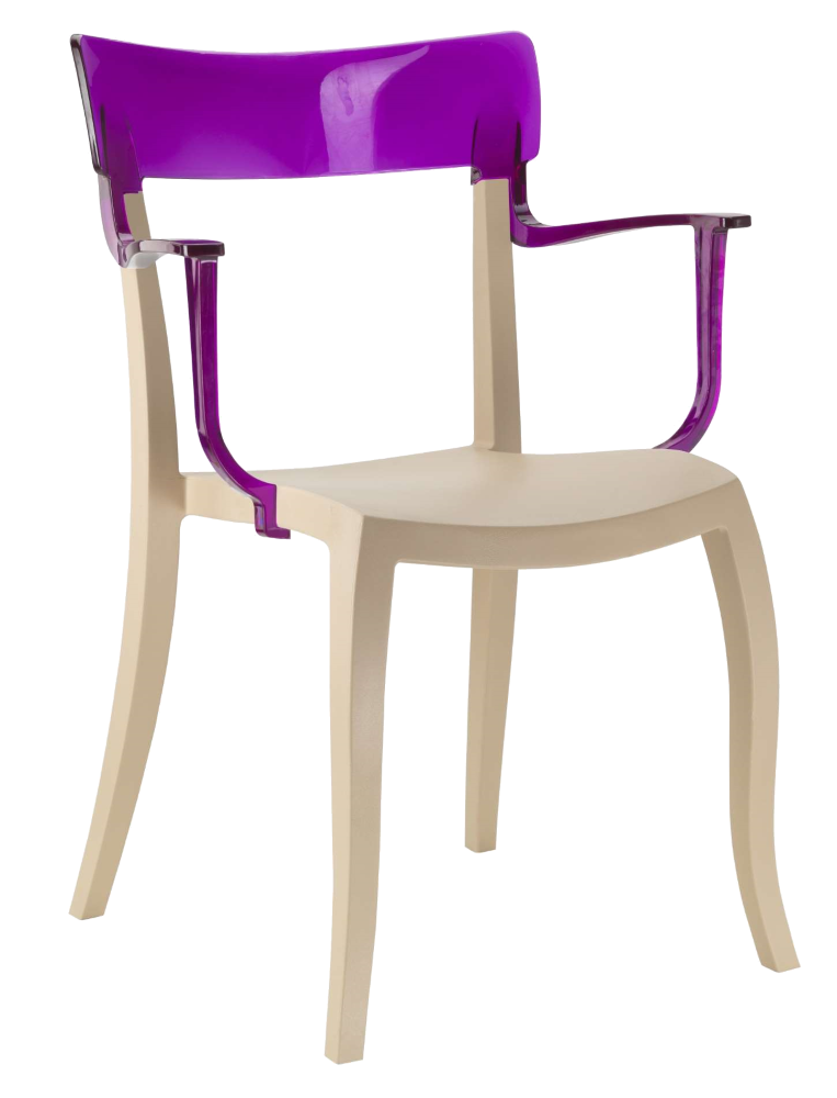 Papatya Hera-K Sessel hellbeige Stuhlsitz, Oberteil transparent Magenta