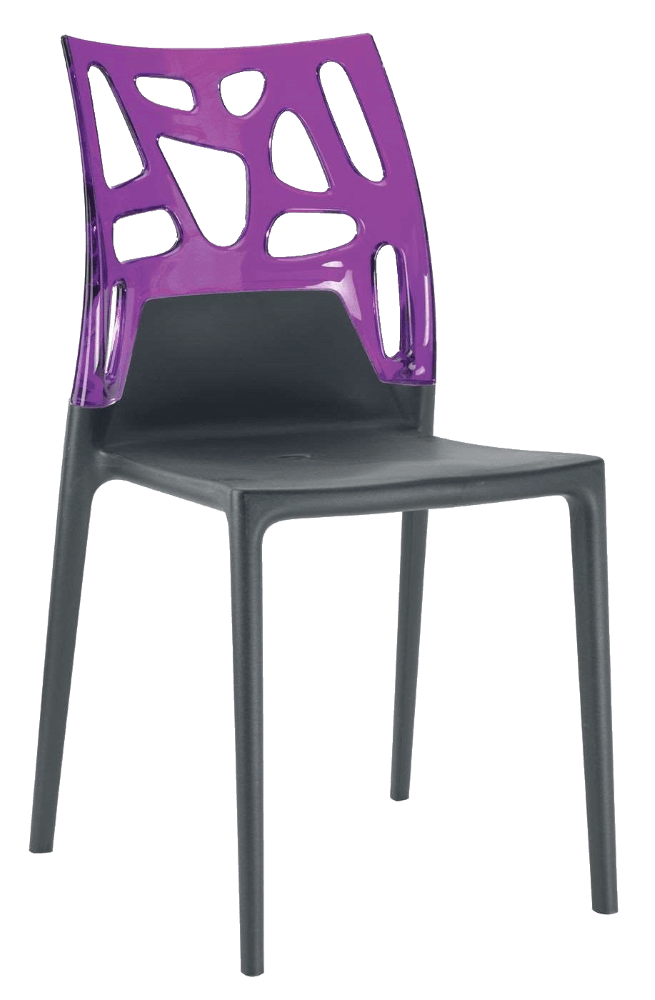 Papatya Ego-Rock Stuhl anthrazitgrau Stuhlsitz, Oberteil transparent Magenta
