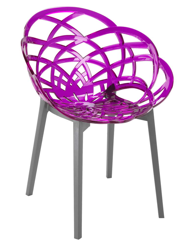 Papatya Flora Sessel transparent Magenta Stuhlsitz, Unterteil anthrazitgrau