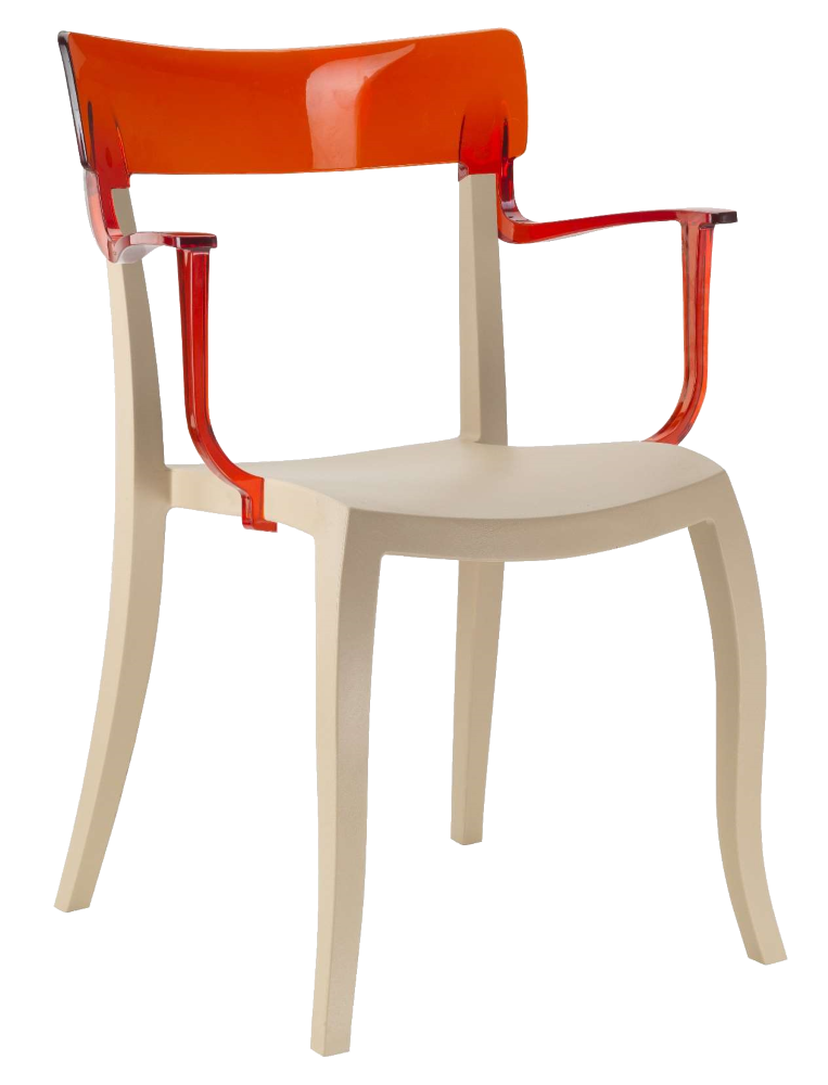 Papatya Hera-K Sessel hellbeige Stuhlsitz, Oberteil transparent rot
