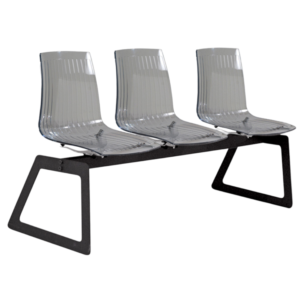Bank Papatya X-Treme für 3 Sitzer transparent-smoky, schwarze matte Beine