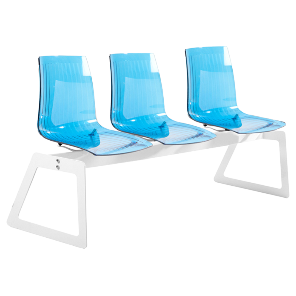 Bank Papatya X-Treme für 3 Sitzer transparent blau, Beine weiß matt