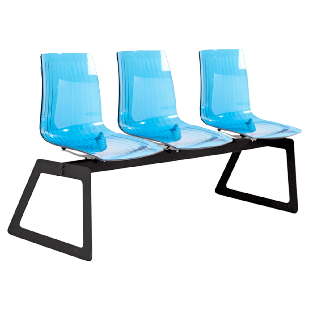 Bank Papatya X-Treme für 3 Sitze ist transparent blau, die Beine sind mattschwarz