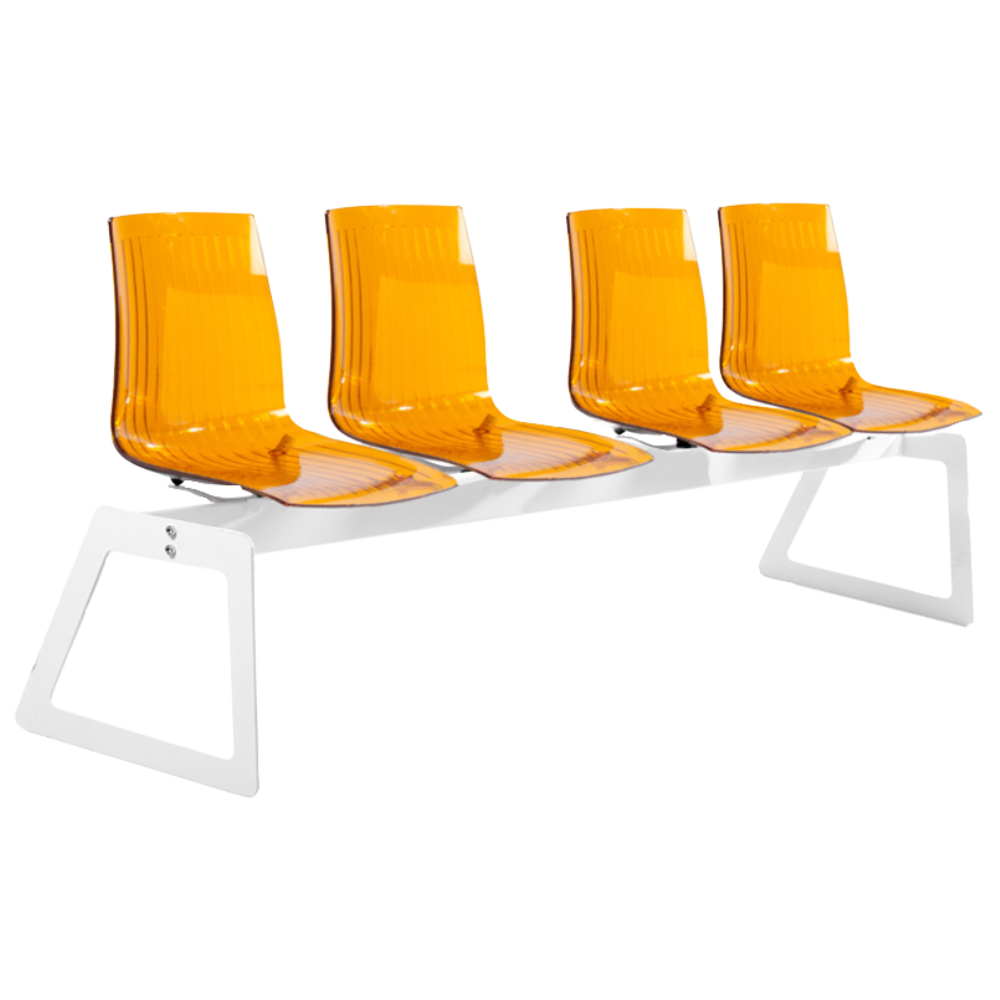 Bank Papatya X-Treme für 4 Sitzer transparent orange, Beine weiß matt