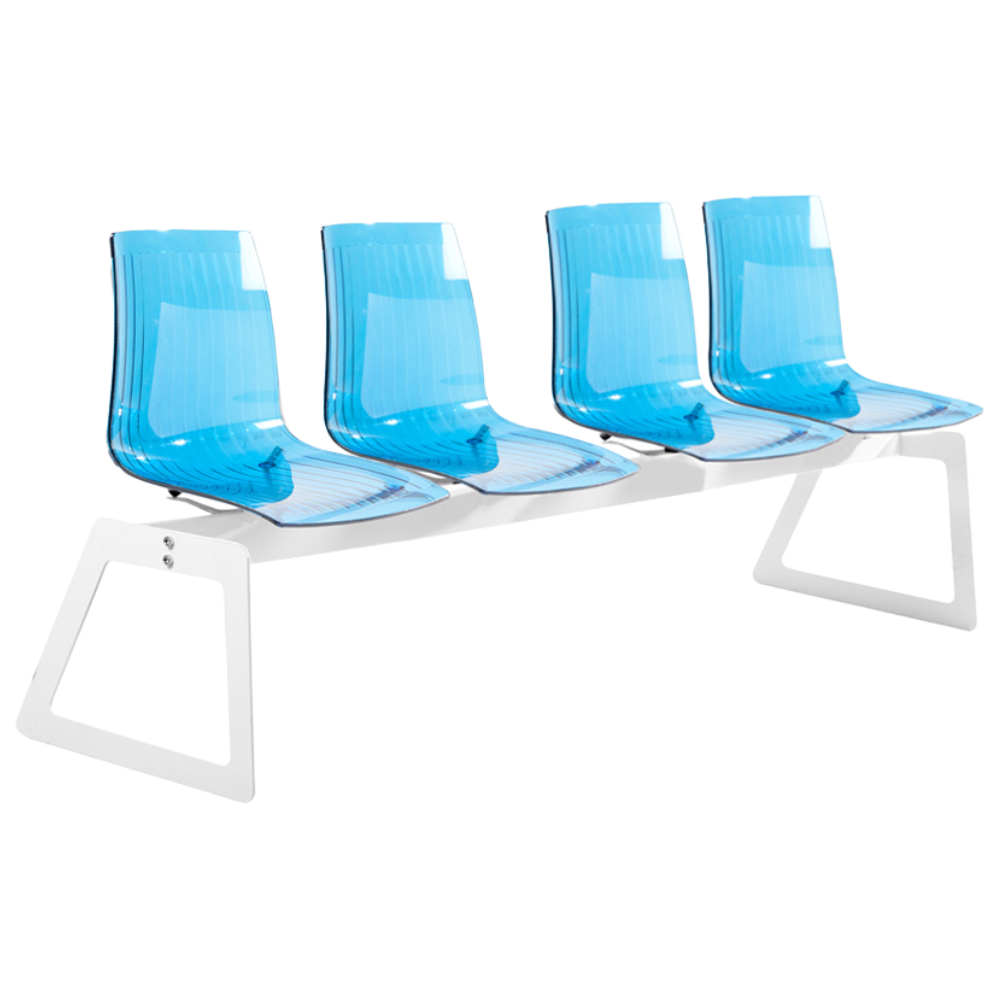 Bank Papatya X-Treme für 4 Sitzer transparent blau, Beine weiß matt