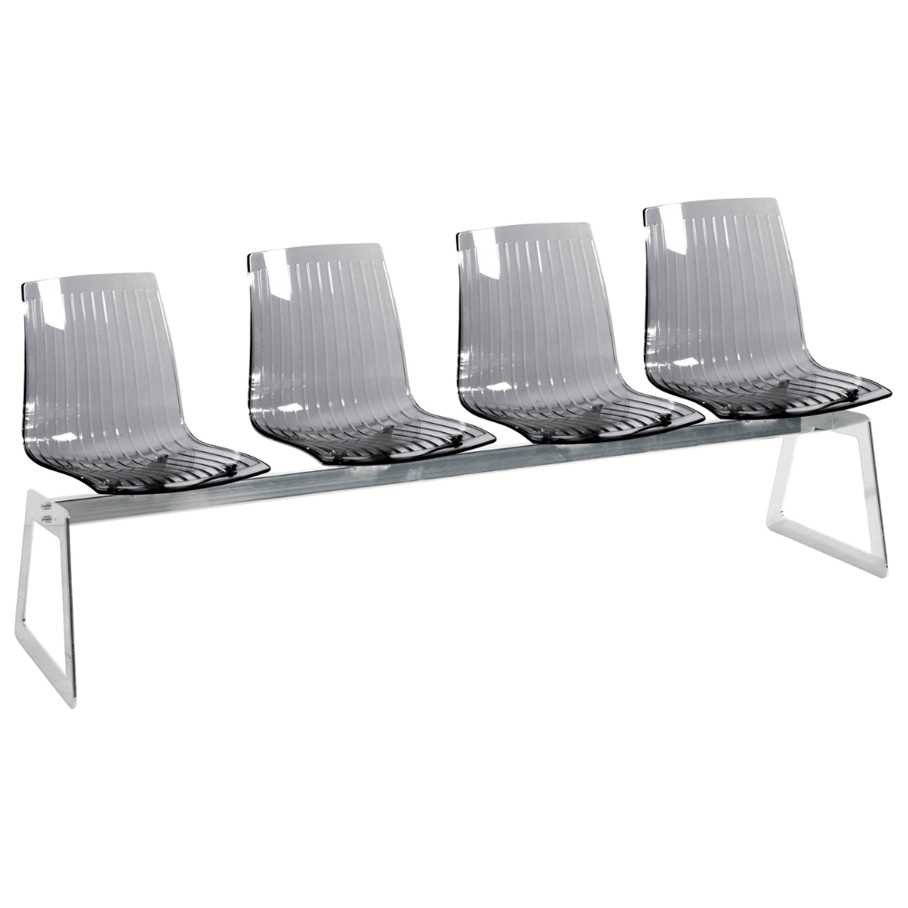 Bank Papatya X-Treme für 4 Sitze transparent-smoke, verchromte Beine