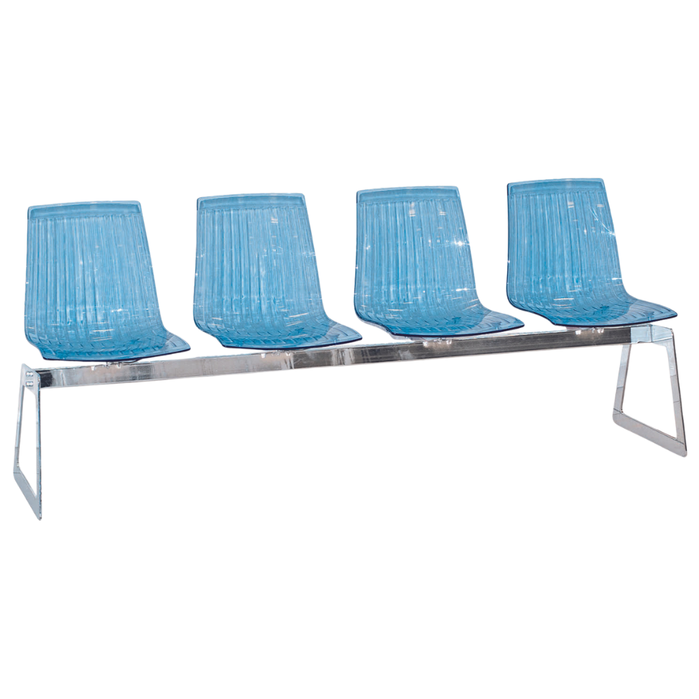 Bank Papatya X-Treme für 4 Sitze transparent blau, verchromte Beine