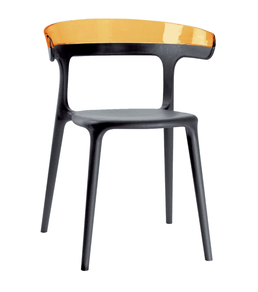 Papatya Luna Sessel anthrazitgrau Stuhlsitz, Oberteil transparent orange