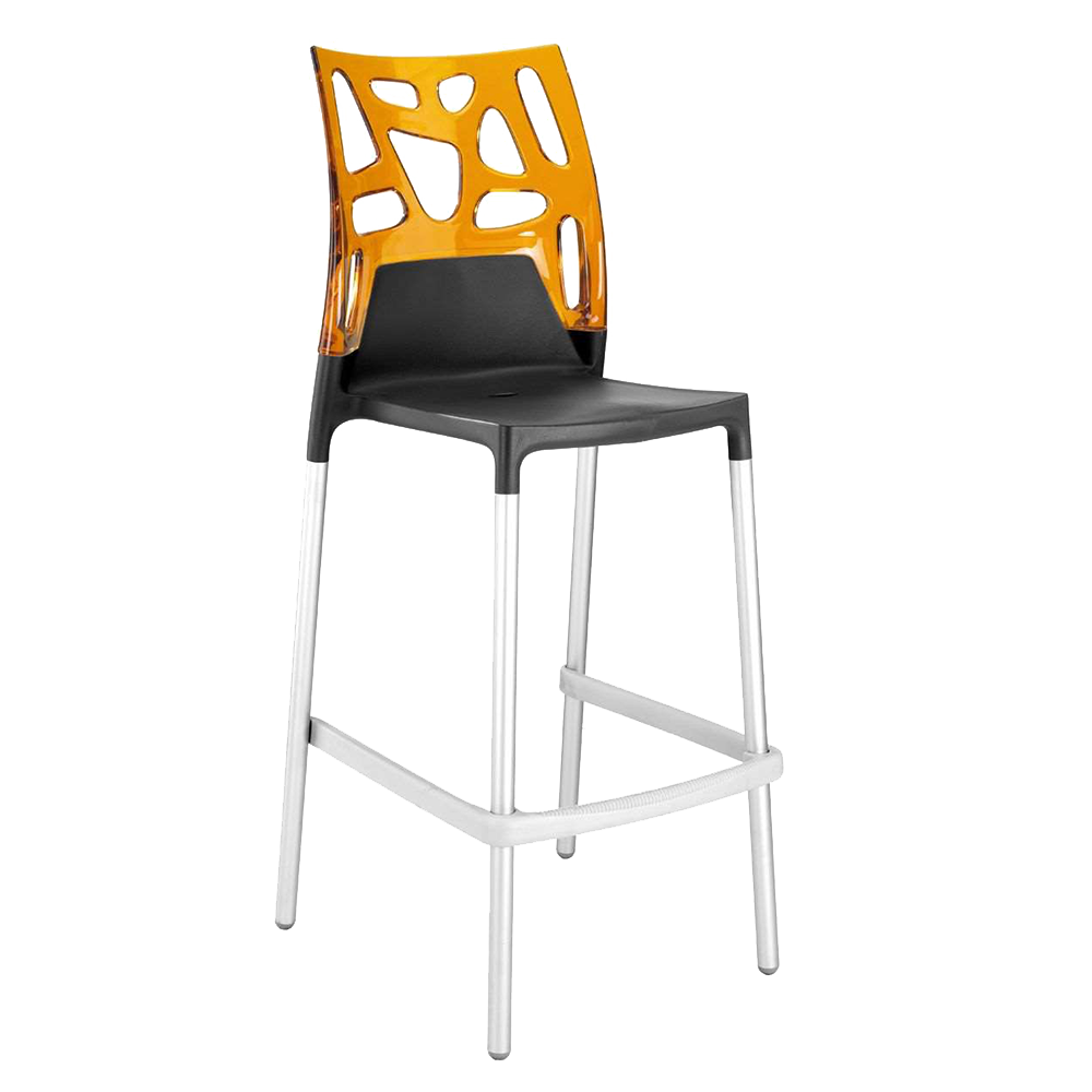 Papatya Ego-Rock Barhocker anthrazitgrau Stuhlsitz, Oberteil transparent orange