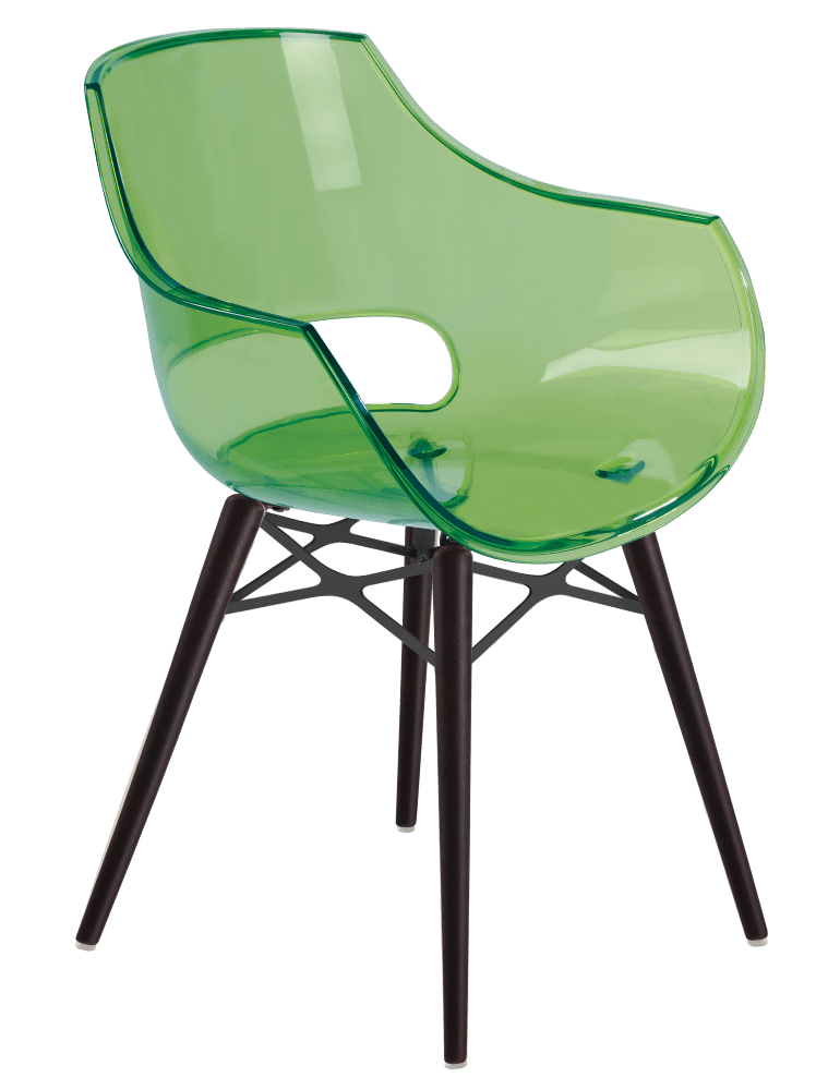 Sessel Papatya Opal-Wox transparent grün, Gestell Buche Wenge lackiert