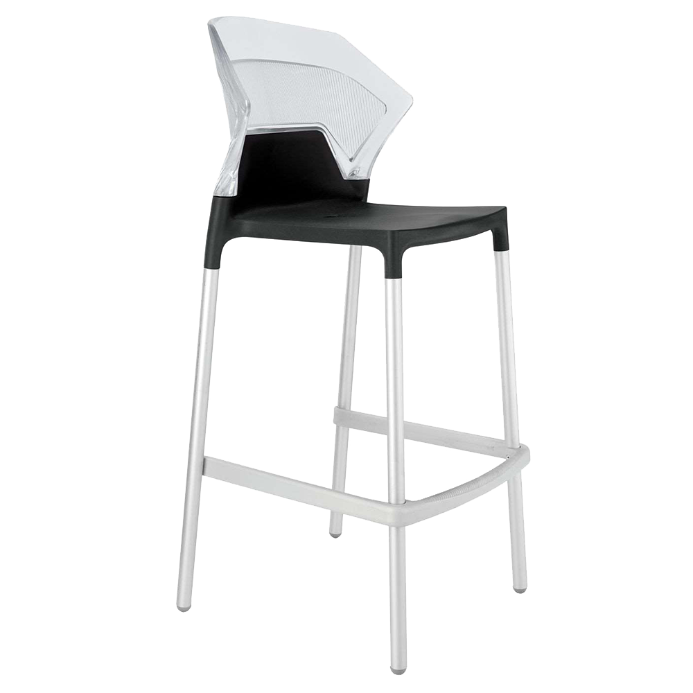 Papatya Ego-S Barhocker schwarzer Stuhlsitz, Oberteil transparent