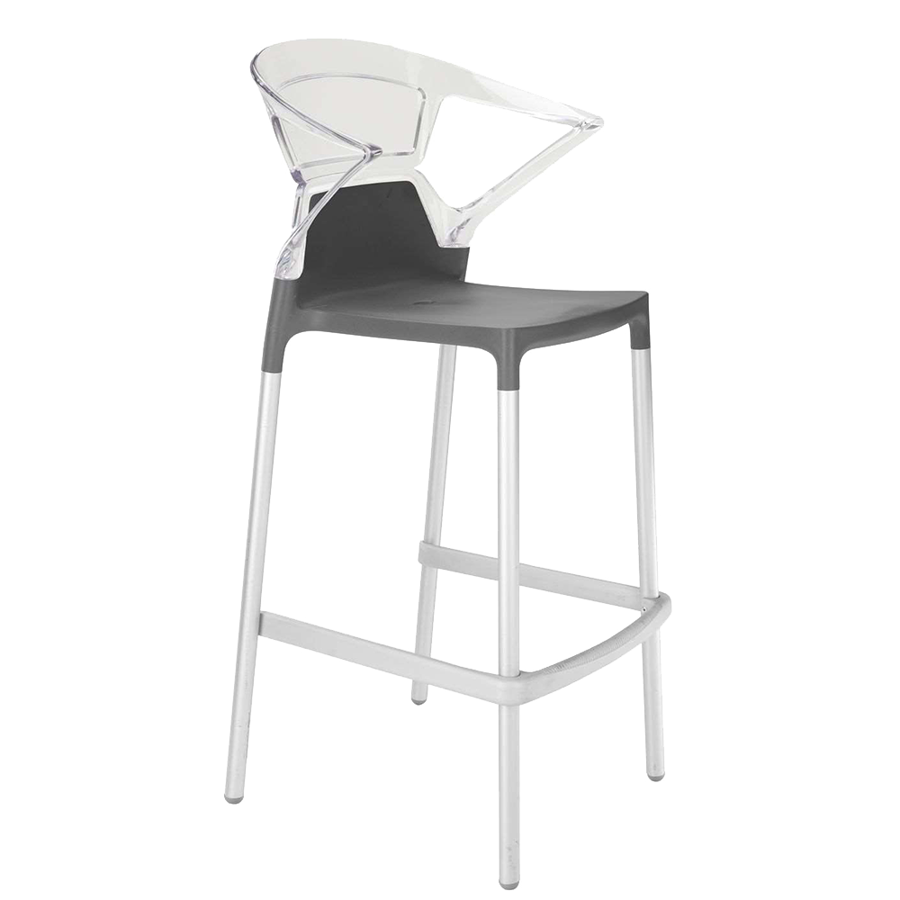 Papatya Ego-K Barhocker anthrazitgrau Stuhlsitz, Oberteil transparent