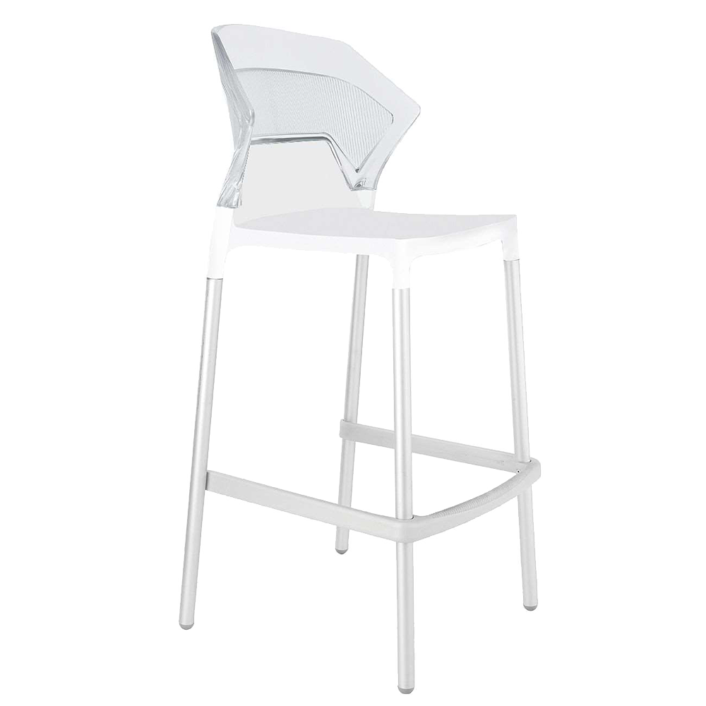 Papatya Ego-S Barhocker weißer Stuhlsitz, Oberteil transparent