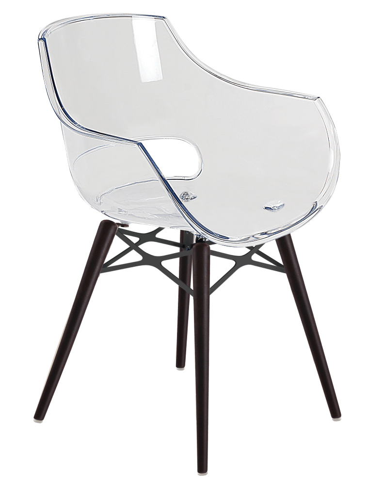 Sessel Papatya Opal-Wox transparent-klar, Gestell Buche Wenge lackiert