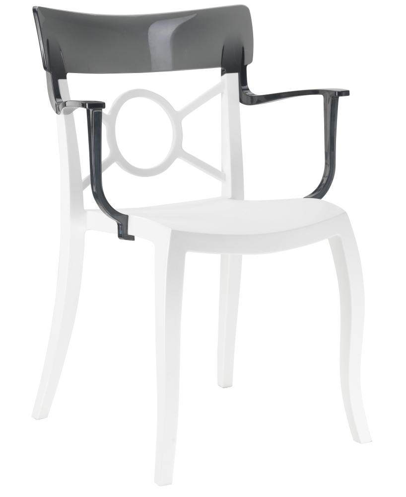 Papatya Opera-K Sessel weißer Stuhlsitz , Oberteil transparent grau