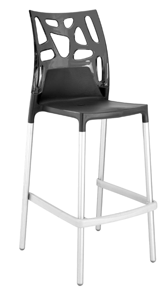 Papatya Ego-Rock Barhocker anthrazitgrau Stuhlsitz, Oberteil transparent grau