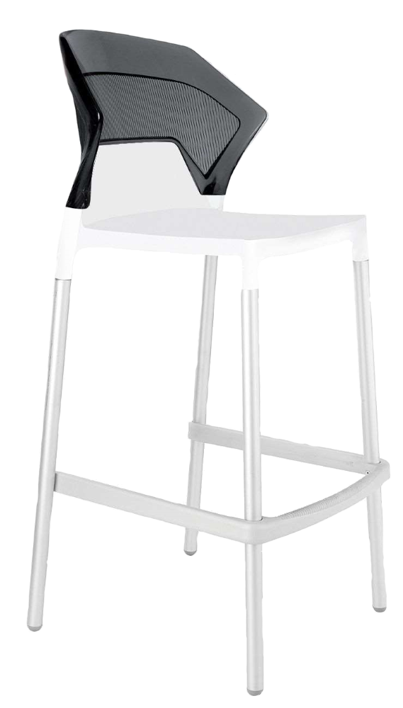Papatya Ego-S Barhocker weißer Stuhlsitz, Oberteil transparent grau