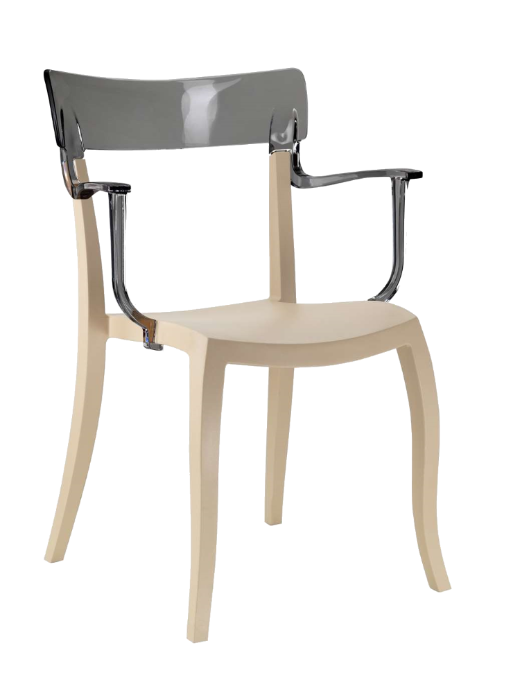 Papatya Hera-K Sessel hellbeige Stuhlsitz, Oberteil transparent grau