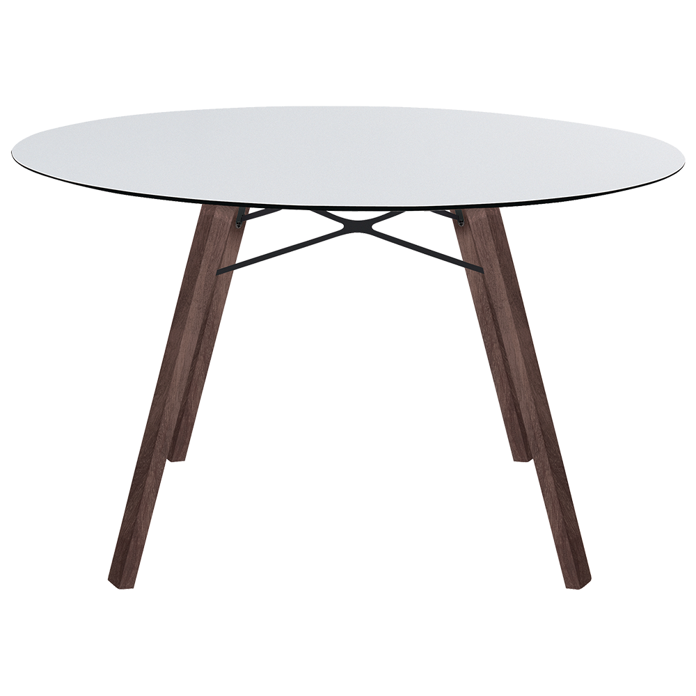 Tisch Papatya Wox Iroko D120x75 Fuß Irokoholz, Tischplatte weiß 1050M