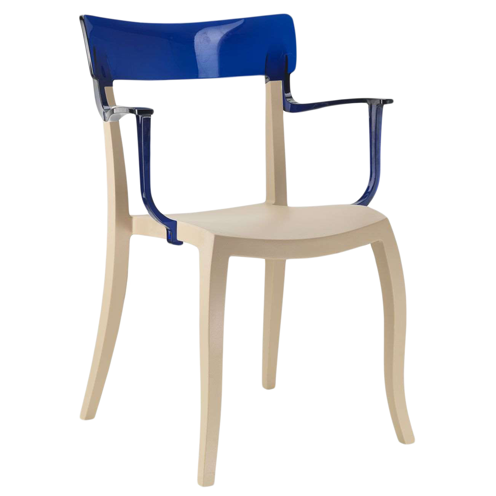 Papatya Hera-K Sessel hellbeige Stuhlsitz, Oberteil transparent Blau