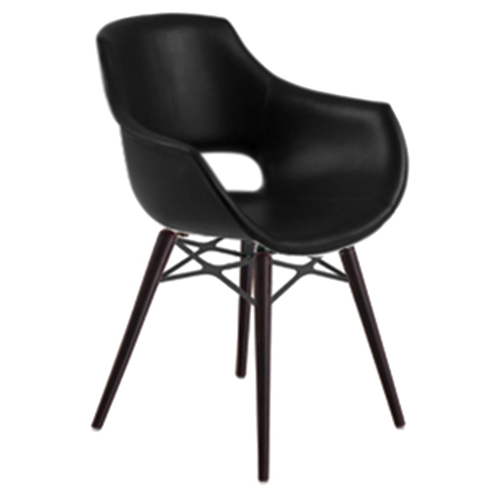 Sessel Papatya OPAL WOX KD Platte Kunstleder schwarz (Genetik 901), Beine Buche Wenge lackiert