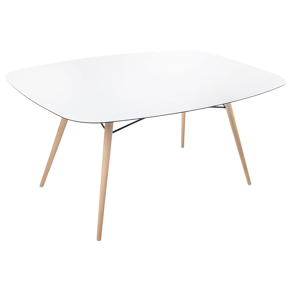 Tisch Papatya Wox 159x119x75 Gestell Buche natur lackiert, Tischplatte weiß 1050M